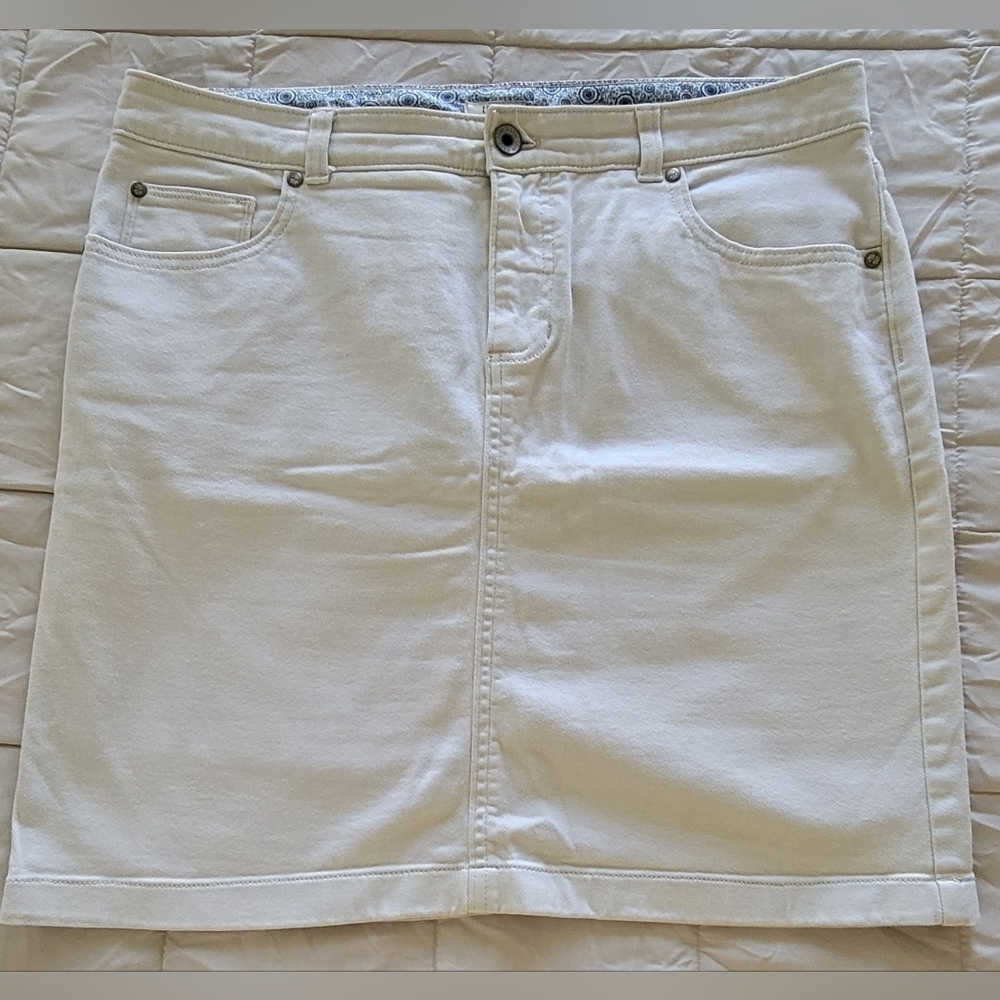 Izod Denim Skirt, Light Khaki/Cream Color, Size 12